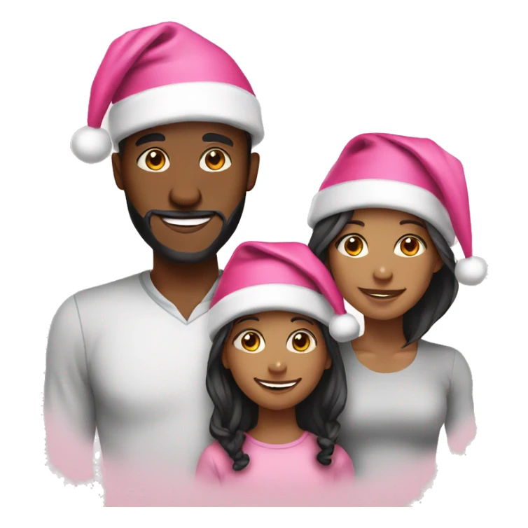 Black Family smiling pink christmas hats sticker