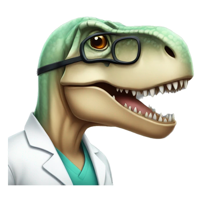 t-rex head in medical uniform and black glasses for line art sticker