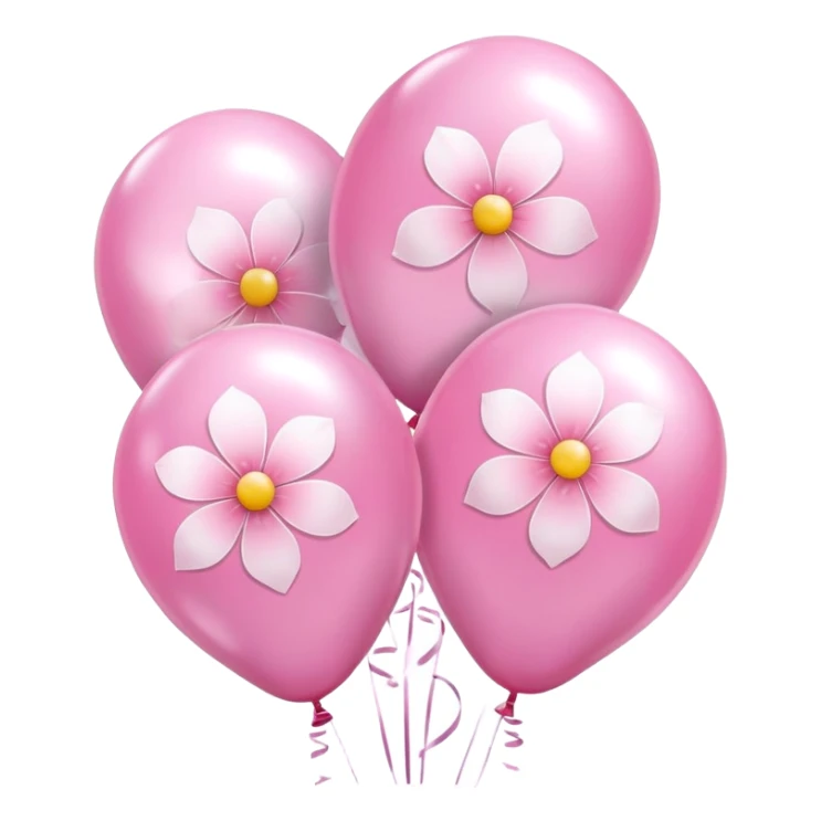 Pink birthday balloons Sakura flower sticker