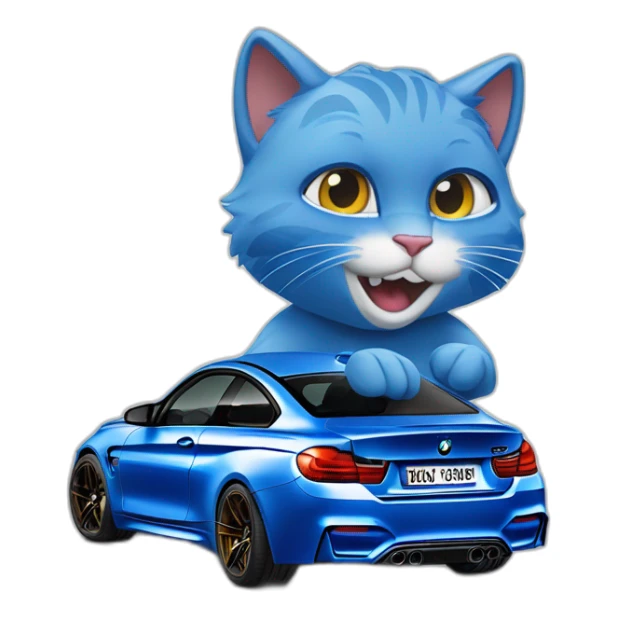Smurf cat dans une BMW m4 gts bleu nuit sticker