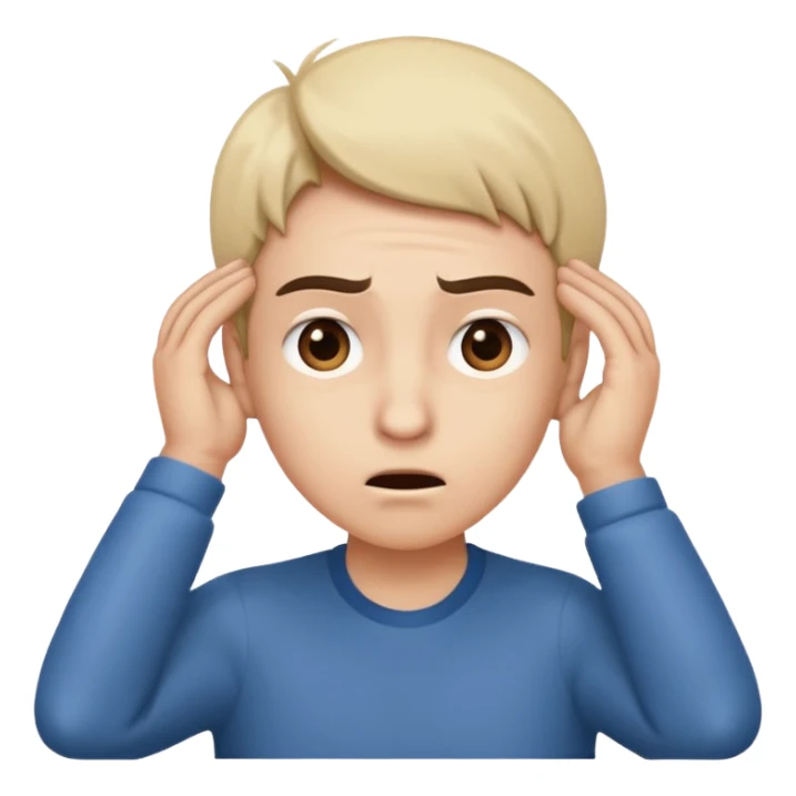 Person leaning forward with one hand behind their ear, eyebrows raised, confused face, as if saying "What? sticker