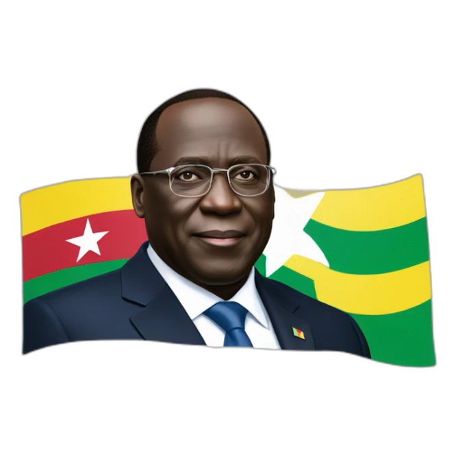 senegal flag behind president Macky sall sticker