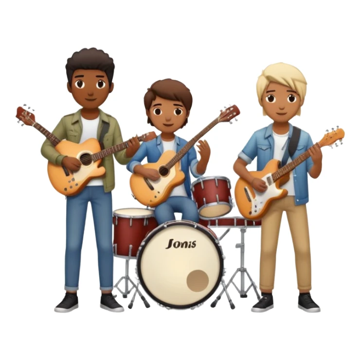 group of indie musicians with guitars, keyboards, and drums sticker