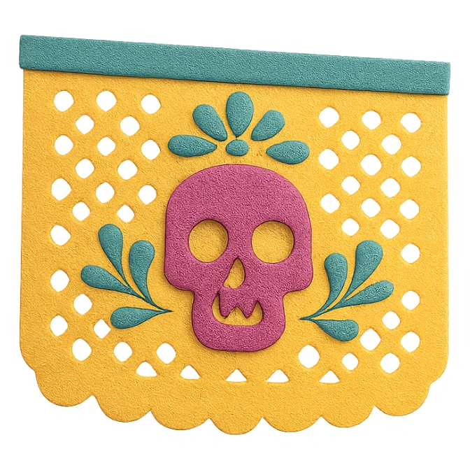 traditional Mexican papel picado banner, festive and detailed sticker