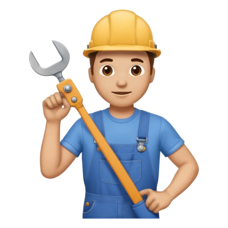 manual worker emoji wearing overalls holding saw sticker