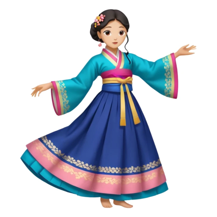 dancer silhouette in traditional Korean dress (hanbok) sticker