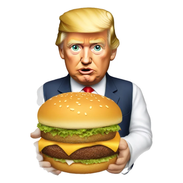 Donald Trump eating a hamburger sticker