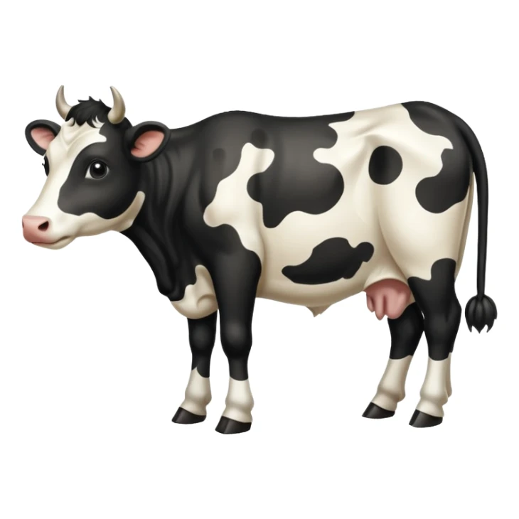 realistic white and black spotted cow tail slight curl at the end sticker