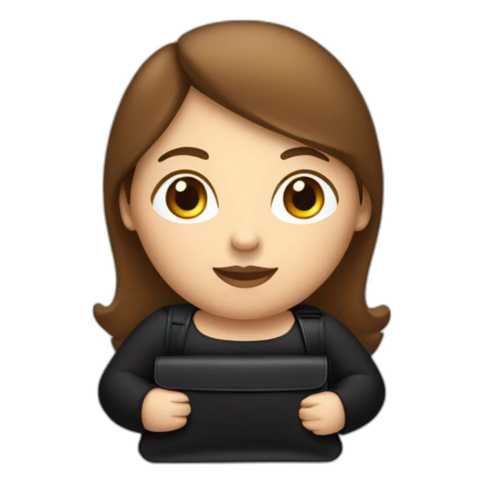 Fat brown haired woman with small black bag (make her figure round) sticker