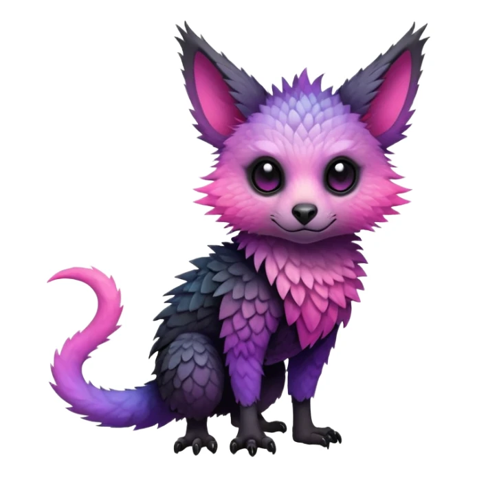 Cool Edgy Black-pink-purple-gradient badass Trico-animal-creature full bodyd sticker