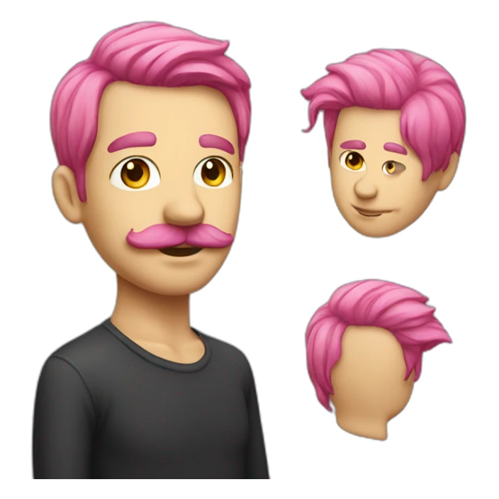 an man with pink hair and a big moustache sticker