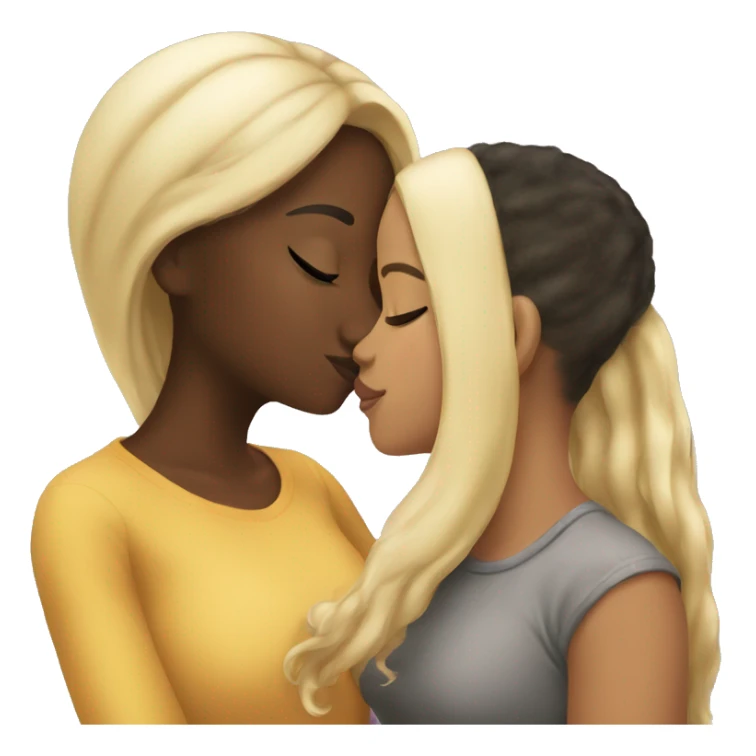 Black girl kissing blond girl  sticker