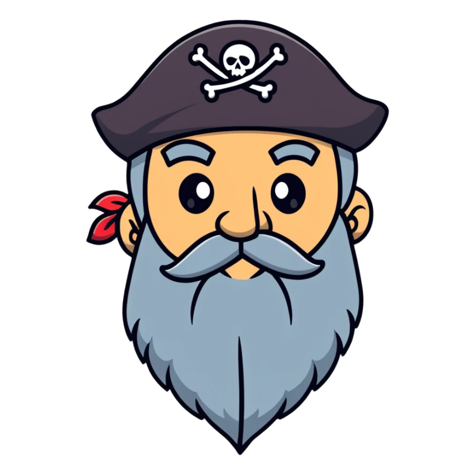 Old bearded pirate with eye patch and heart eyes looking with admiration sticker