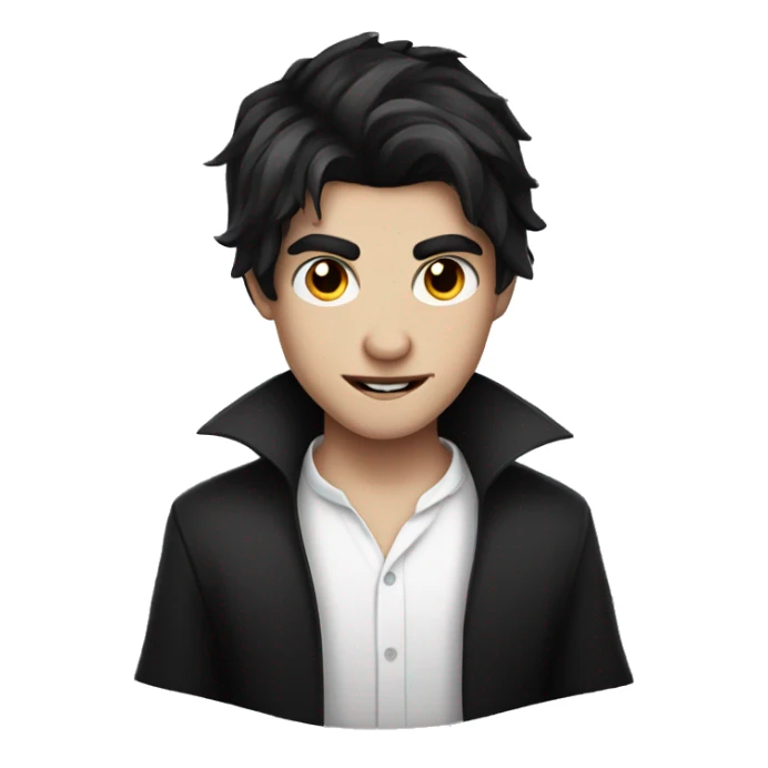 teen boy vampire with dark hair and white shirt sticker