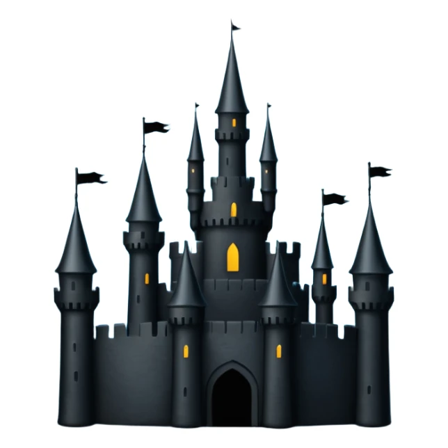 iOS emoji, minimal dark fantasy, black castle silhouette, flat sticker