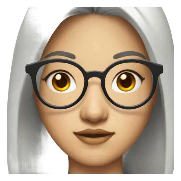 Asian girl with wolf cut and eyeliner and glasses sticker