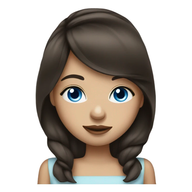 Brunette girl with blue eyes sending a kiss sticker