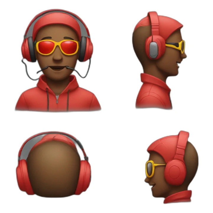a emoji in googles and red headphone sticker