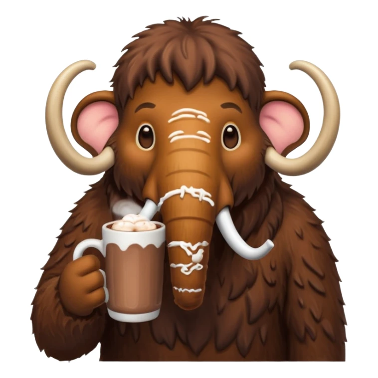 A mammoth who drinks a hot chocolate sticker