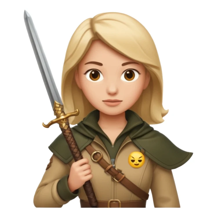 tôi muốn emoji nữ thợ săn cầm kiếm sticker