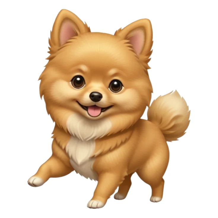 Create a cute tiny golden pomerania small not so furry- running playing and so sticker