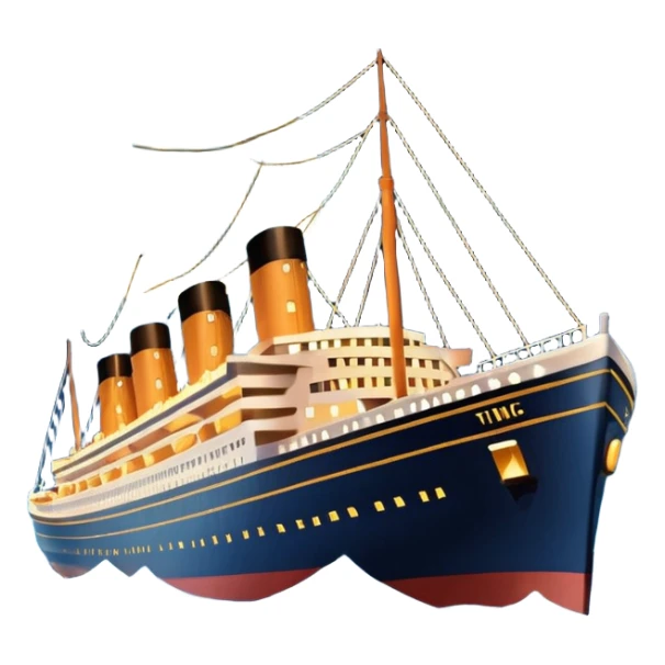 Draw the Titanic ship sailing at night with glowing lights & calm ocean waves. sticker