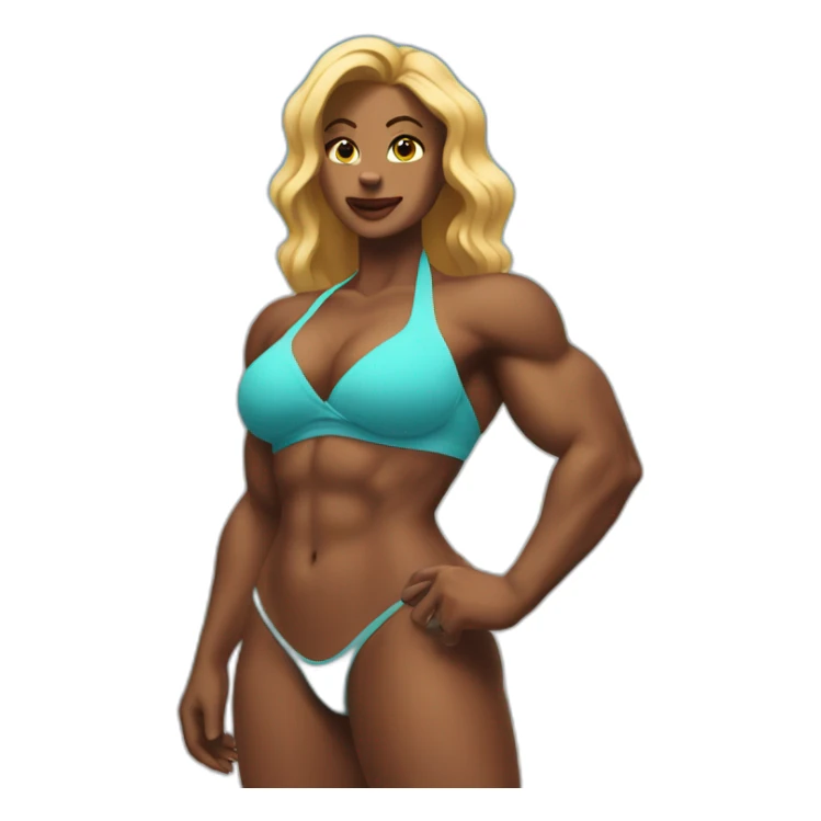 Giant Muscular woman bikini in a city sticker