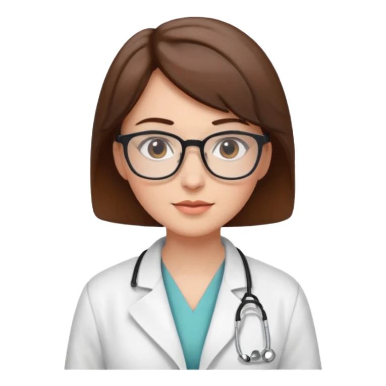 female doctor short brown hair with glasses sticker