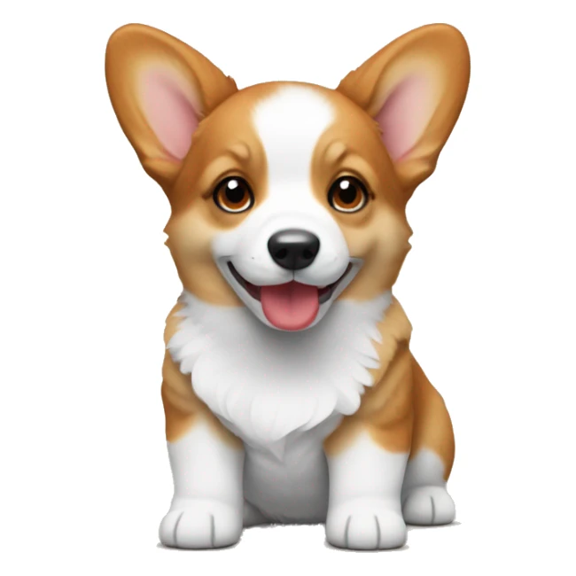 Corgi puppy with red and white colour sticker