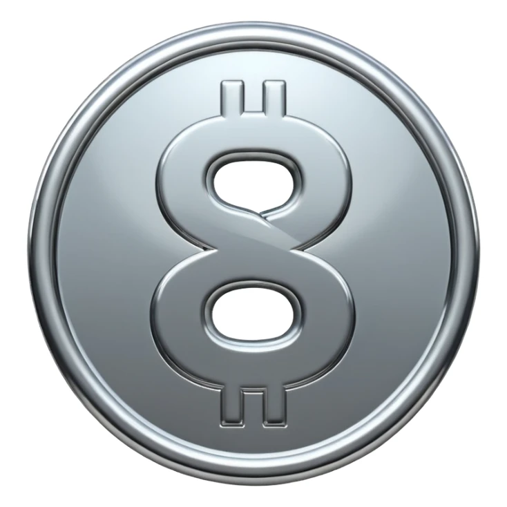 A double dollar sign emoji made of polished silver chrome, smooth metallic surface, glossy reflections, luxury swag vibe, minimal iOS emoji style, centered on white background sticker