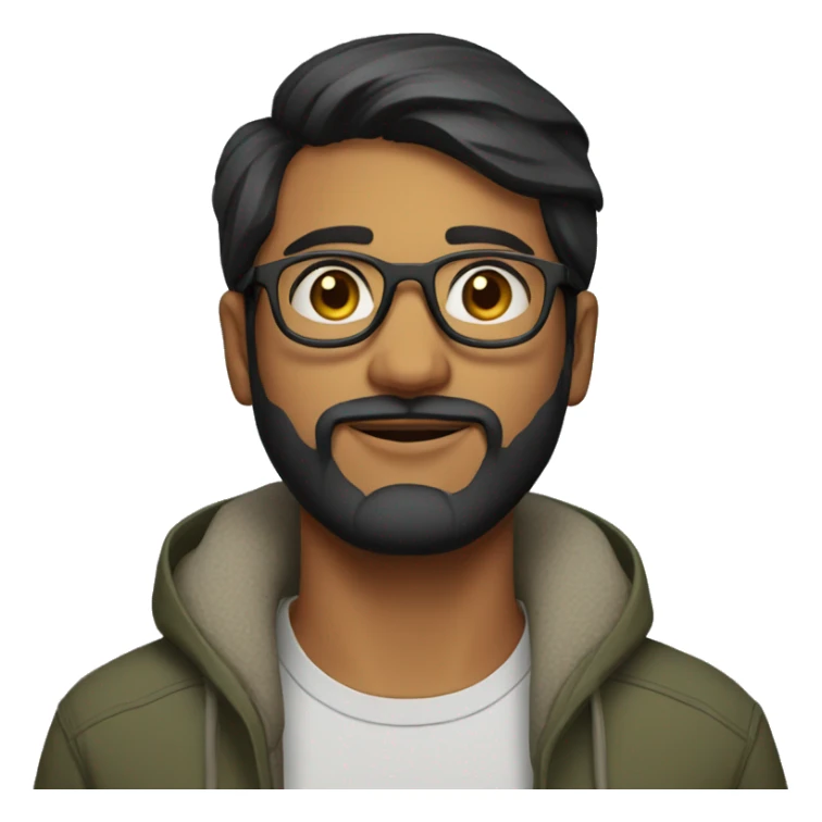 indian man in his 20s with a beard, glasses and short hair sticker