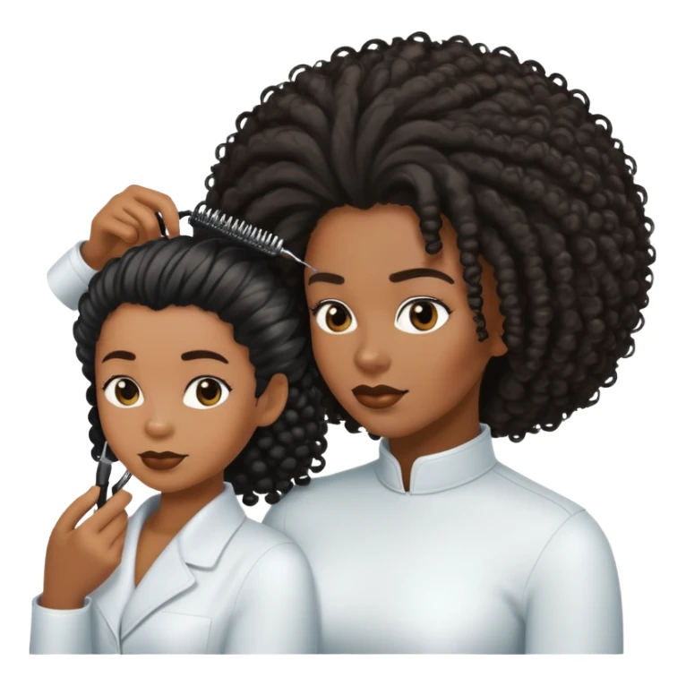 femme noire cheveux crépus qui se fait coiffer sticker