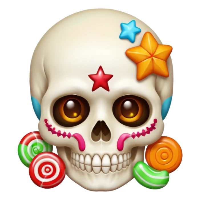 cute Halloween skull decorated with candy and stars sticker