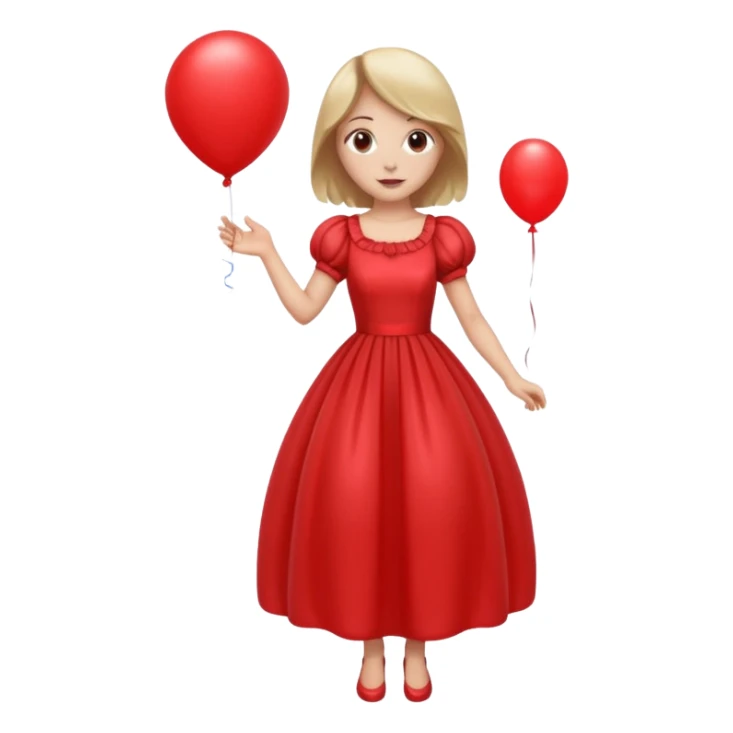 female wearing dress, holding balloon sticker