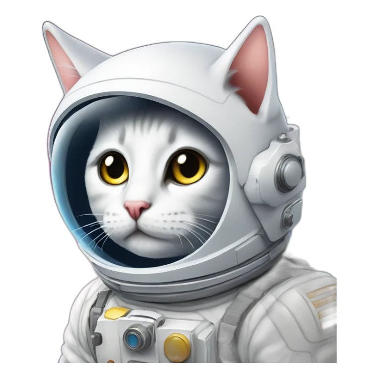 gato casi blanco astronauta a lomos de un unicornio sticker