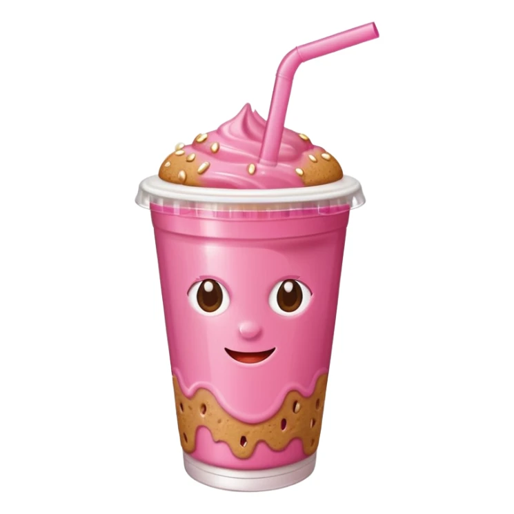 strawberry biscoff drink with lid and straw sticker