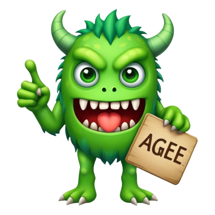 monster holding a sign "AGREE!" sticker