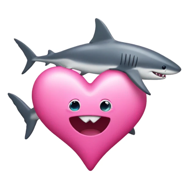 pink love heart with sharks sticker