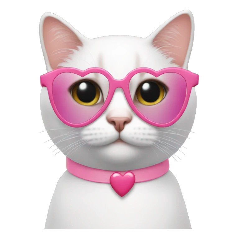 With cat wear pink heart glasses sticker
