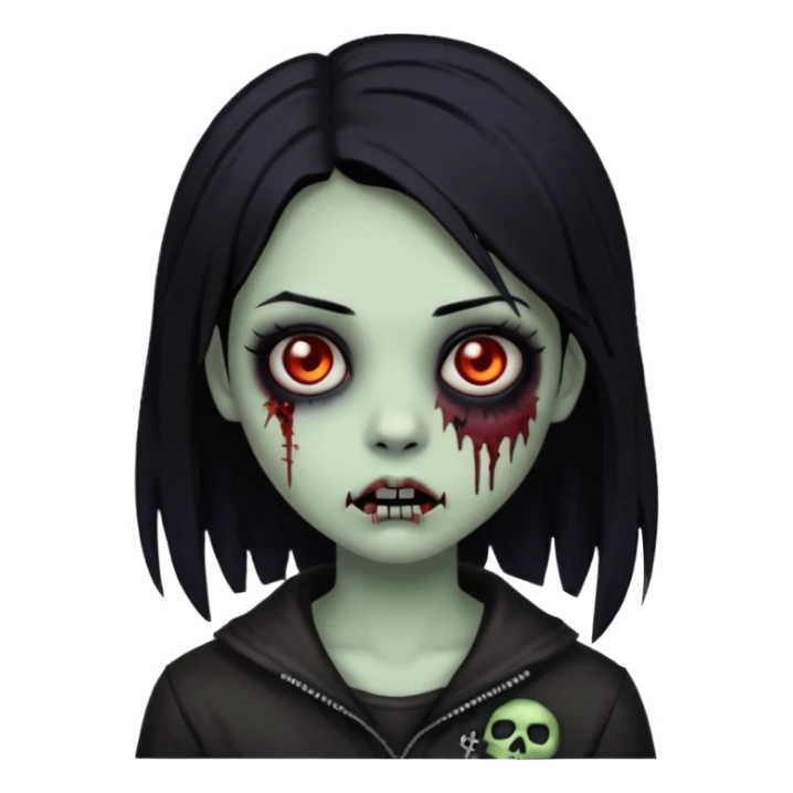 girl zombie with black hair emo sticker