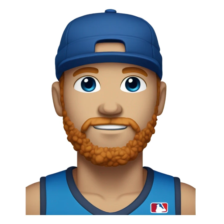 35 year old, male, short curly red hair, pale complexion, beard, blue eyes, basketball hat sticker