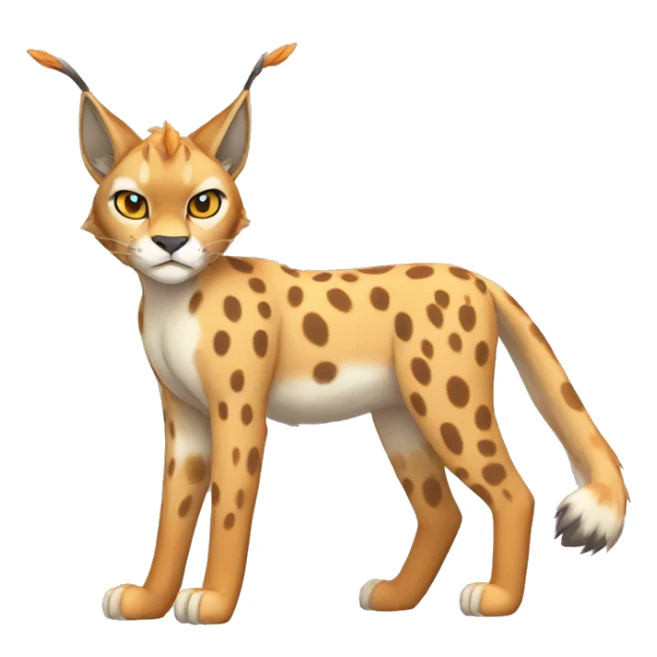 spotted Lynx-Caracal-Fakemon-hybrid with orange points full body sticker