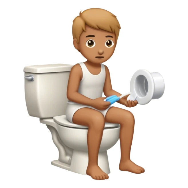 person sitting on toilet taking a poop sticker