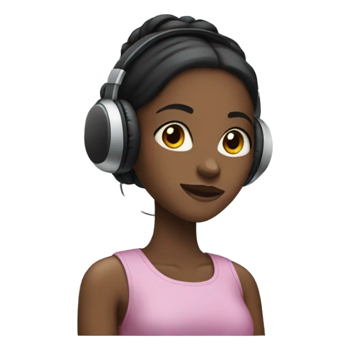 Black girl with low bun wearing headphones  sticker