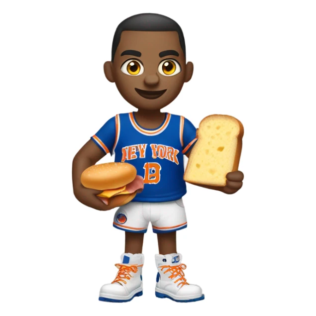 cat in timbs, New York knicks jersey and bacon egg and cheese  sticker