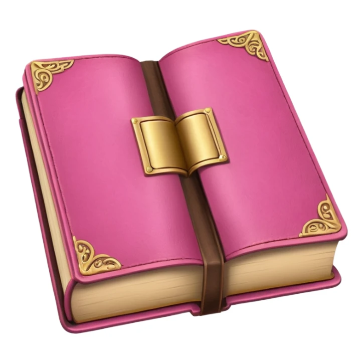 An open pink book with golden detailsls sticker