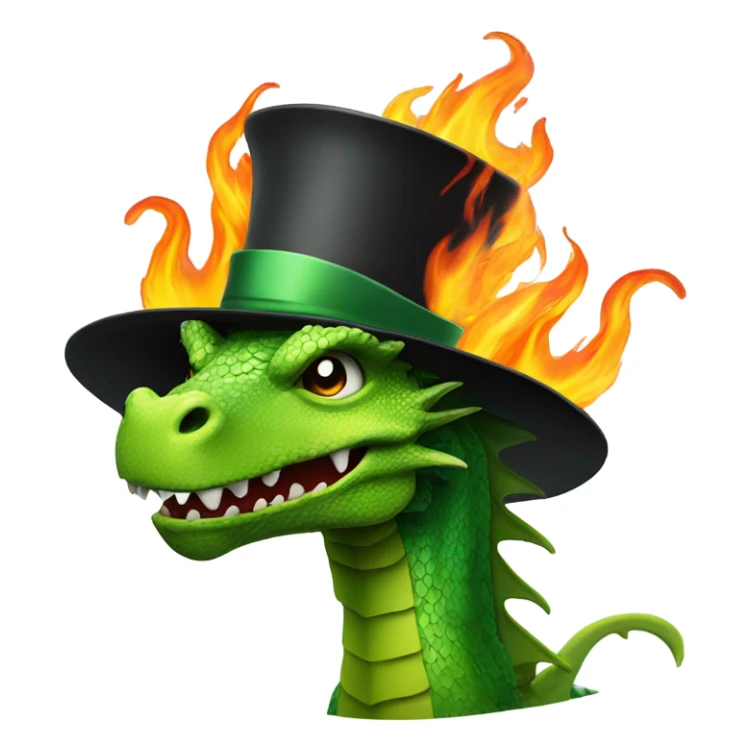 green dragon wearing a hat and breathing fire sticker