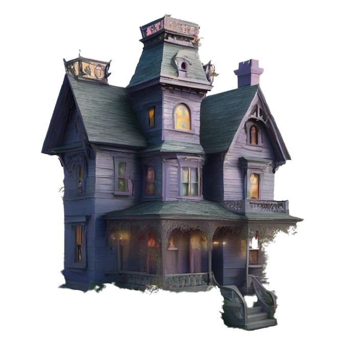 Barbie’s Queen Anne Victorian haunted overgrown house birdhouse  sticker