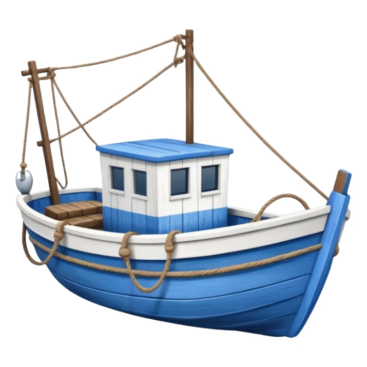 Design a small fishing boat with nets sticker