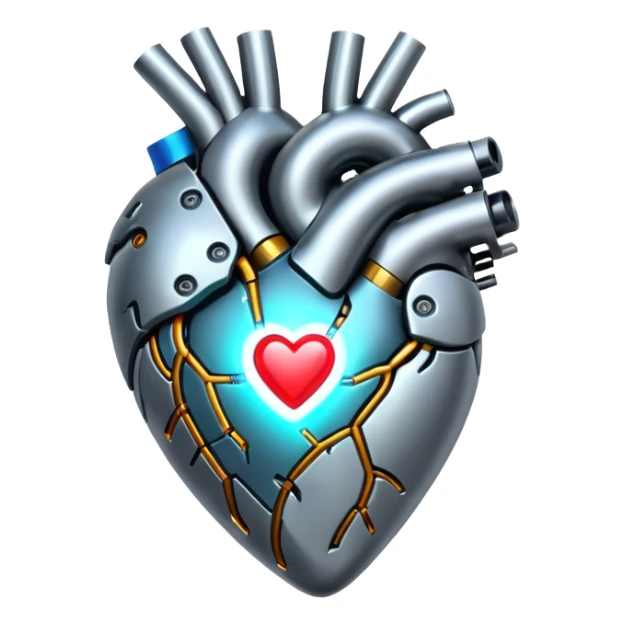 Shiny alloy Cyberpunk heart sticker
